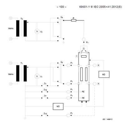 Stromklemme-Entladungs-Prüfvorrichtungs-technische Spezifikation des Kontakt-IEC60601/IEC60990